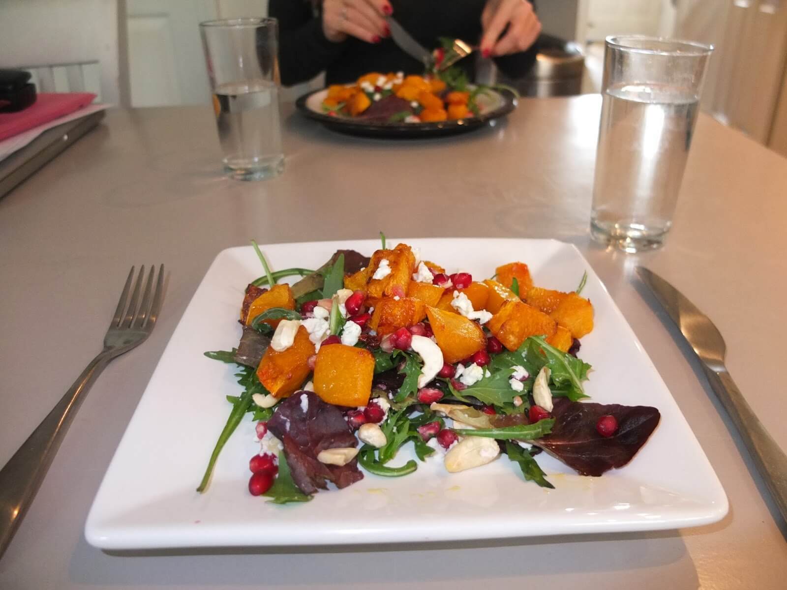 Butternut Squash, Feta, Pomegranate, Cashew and Rocket Salad