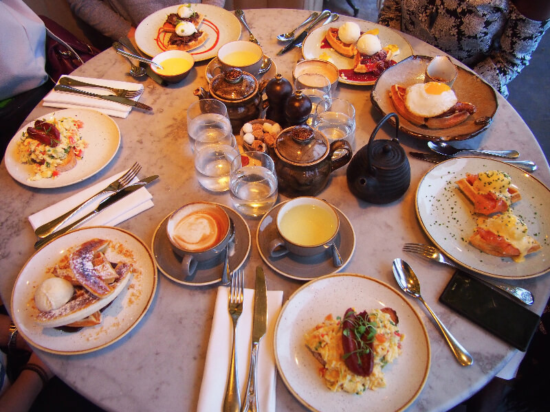 Breakfast at Duck and Waffle, Bishopsgate, London