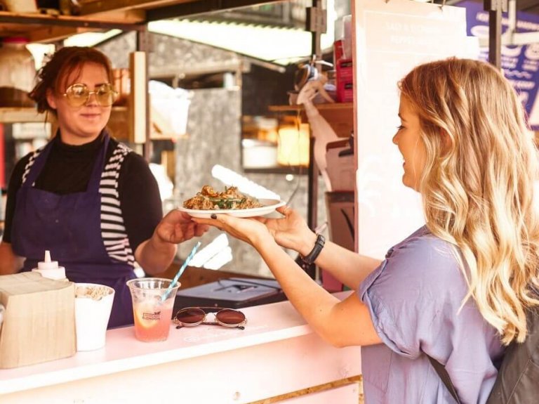 Dining at Kerb Camden Market, London