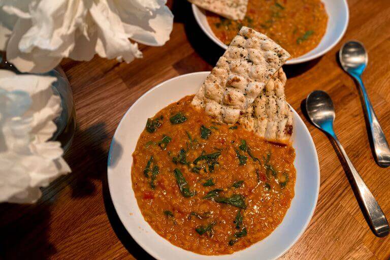 Coconut, turmeric and spinach dal