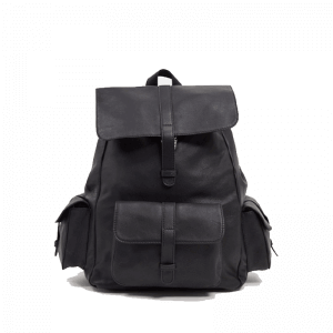 Leather backpack in black with multi pockets