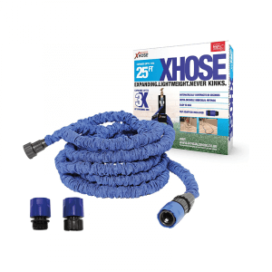 The Official XHose Expanding Garden Hose Pipe with BONUS adaptor, 25ft, Blue