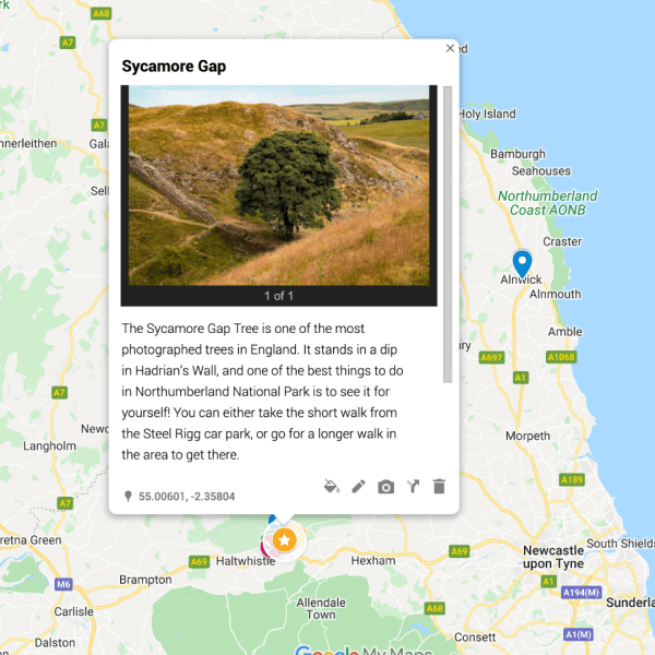 UK National Parks Google Map Legend